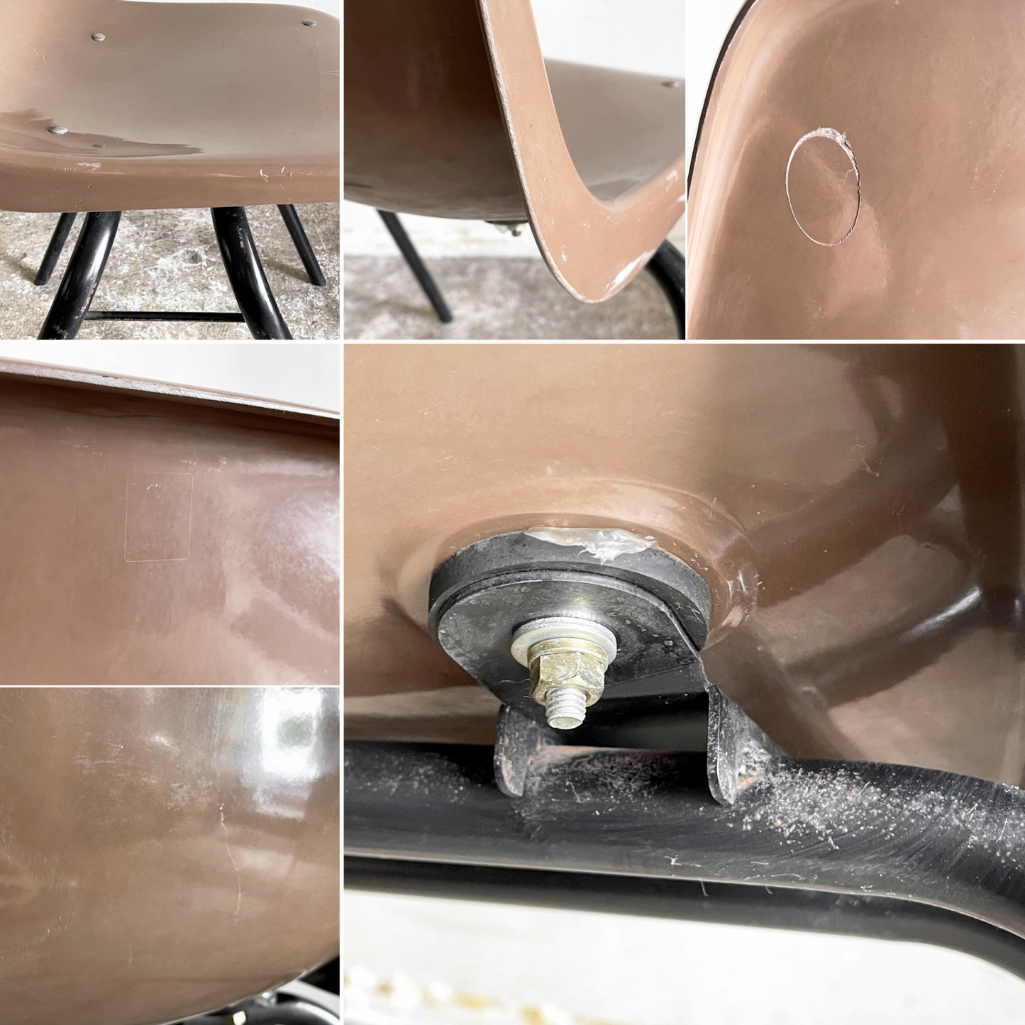 コトブキ KOTOBUKI スタッキングチェア FRP製 シェルチェア スチール脚 ブラウン 剣持勇 ビンテージ ジャパニーズミッドセンチュリー A ■