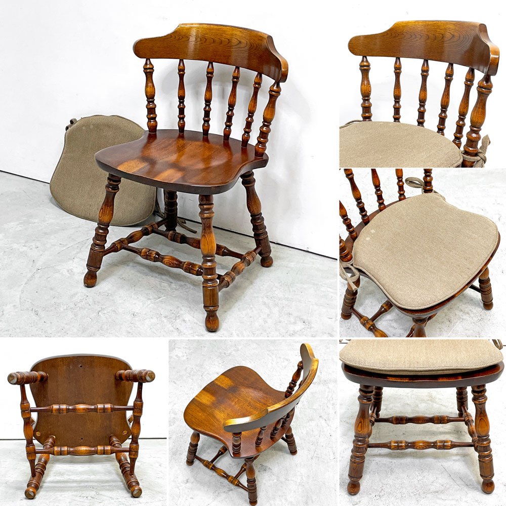 三越家具 ブルージュ Brugge カントリーハウス ダイニングチェア キャプテンチェア スポークバック ウィンザーチェア シートパッド付 カントリースタイル B ●