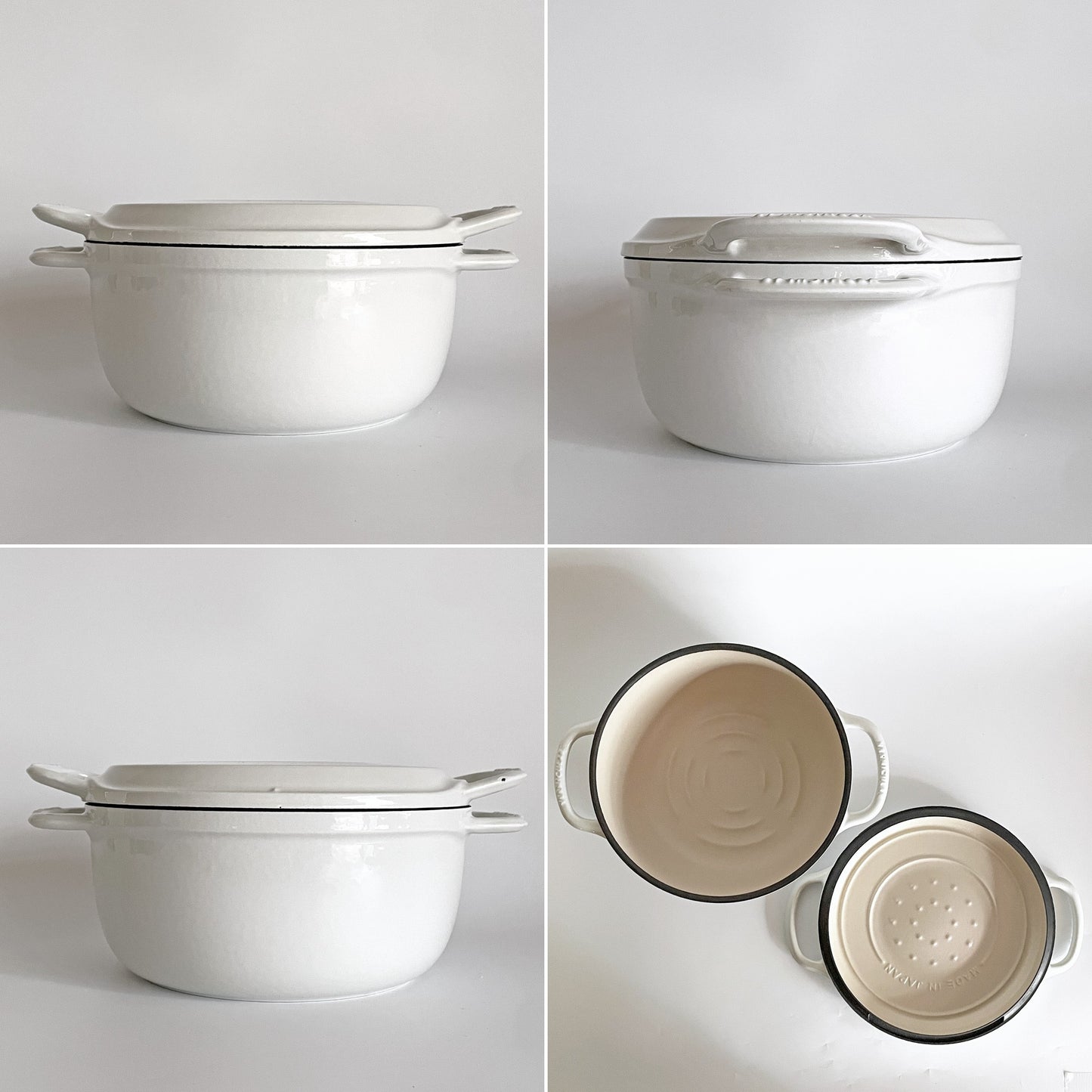 バーミキュラ VERMICULAR ライスポットミニ セット 3合炊きモデル RP19A シーソルトホワイト 炊飯器 鋳物ホーロー鍋 IH調理器 日本製 定価¥77,440- ■