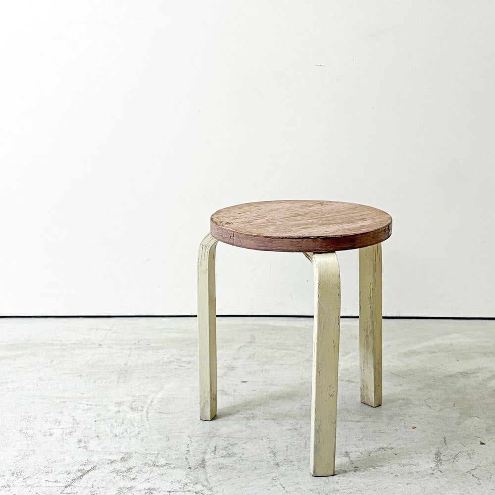 アルテック artek スツール60 stool60 3本脚 ペインテッド ピンク × ホワイト 50年代 ビンテージ アルヴァ・アアルト 希少 ●