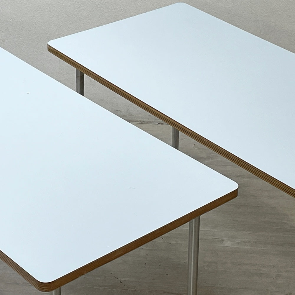イデー IDEE バリエーションテーブル VARIATION TABLE ダイニングテーブル ワークテーブル ラミネート天板 ライトブルー スチール 希少 廃番 B ●