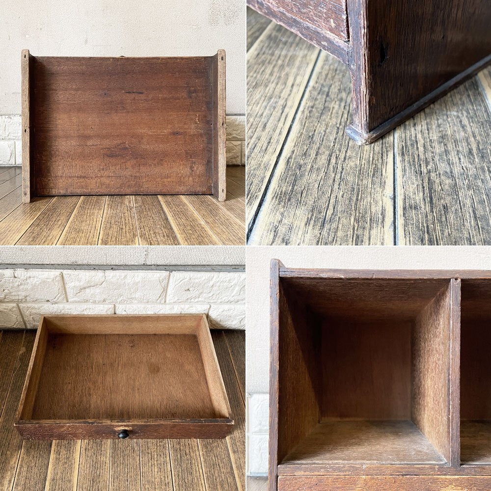 ジャパンビンテージ  Japan Vintage 古い木味のスモールキャビネット 抽斗1杯 本棚 文庫箱 W36cm 昭和レトロ 古家具 ◎