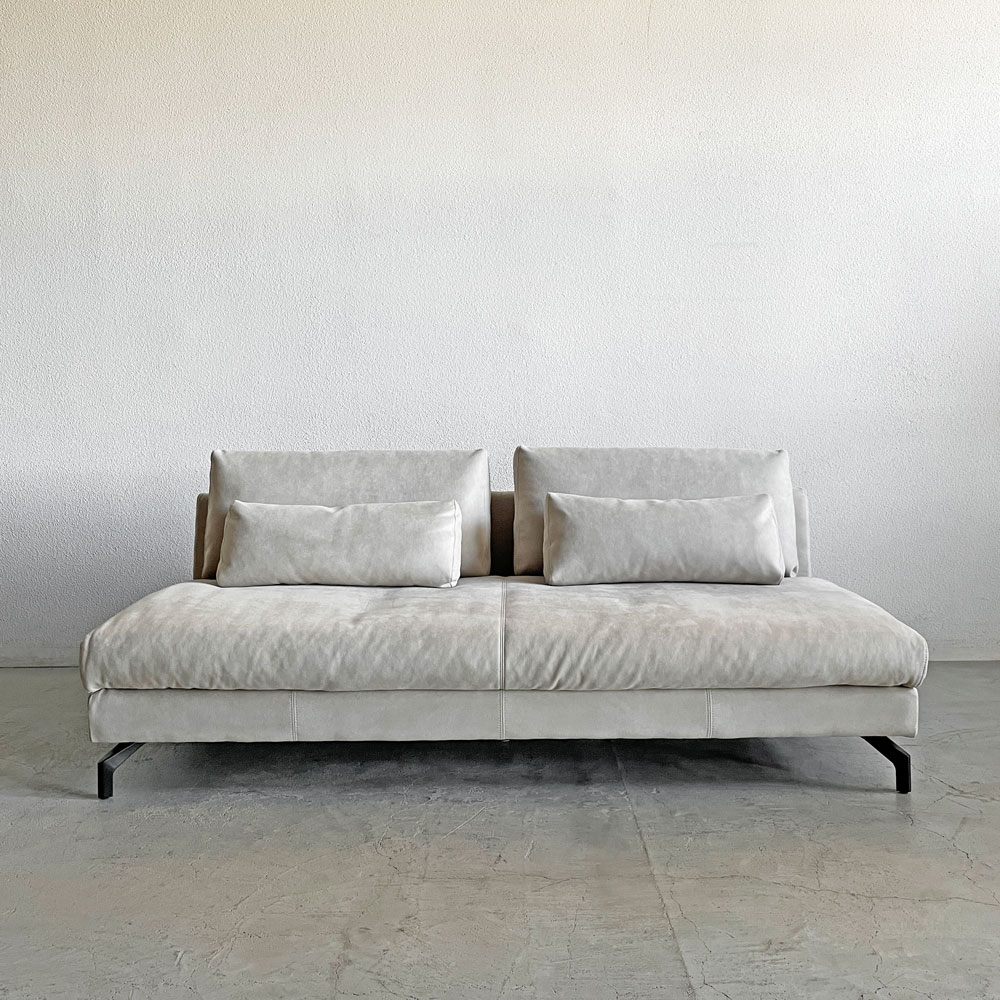 リラックスフォーム RELAXFORM グラシエーロ GLACIERO 3人掛けソファ W188cm プライムレザーテックス プラチナグレー 関家具 定価￥113,000- A 〓