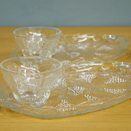 アンカーホッキング ANCHOR HOCKING セルバスナックセット Serva Snack Set カップ&プレート 4点セット 箱付 ビンテージ ◎