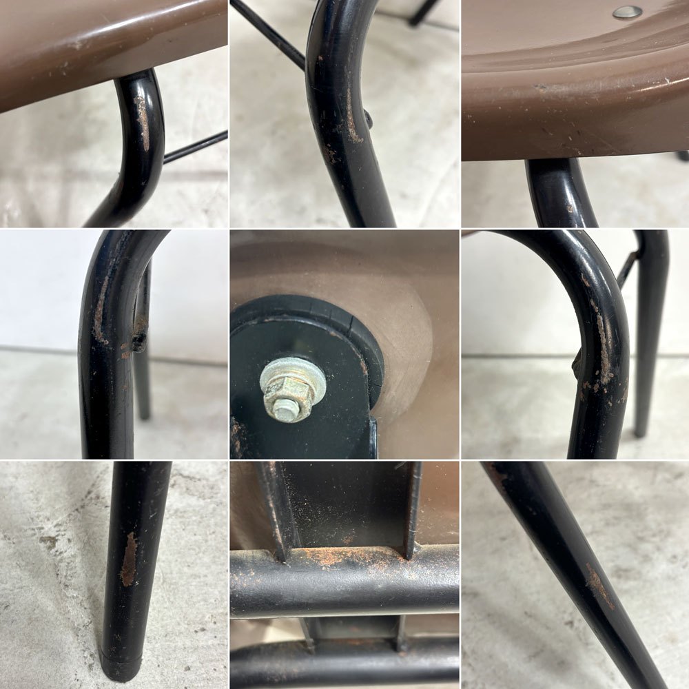 コトブキ KOTOBUKI スタッキングチェア FRP製 シェルチェア スチール脚 ブラウン 剣持勇デザイン ビンテージ ジャパニーズミッドセンチュリー C ●