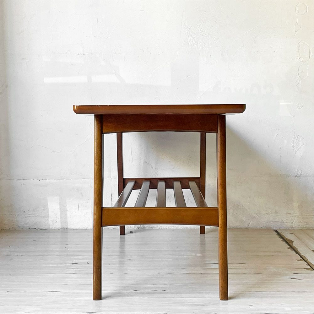 カリモク60 karimoku リビングテーブル Sサイズ ウォールナット色 ムテニエ天板 幅90cm レトロモダン ミッドセンチュリー 廃番希少 ★