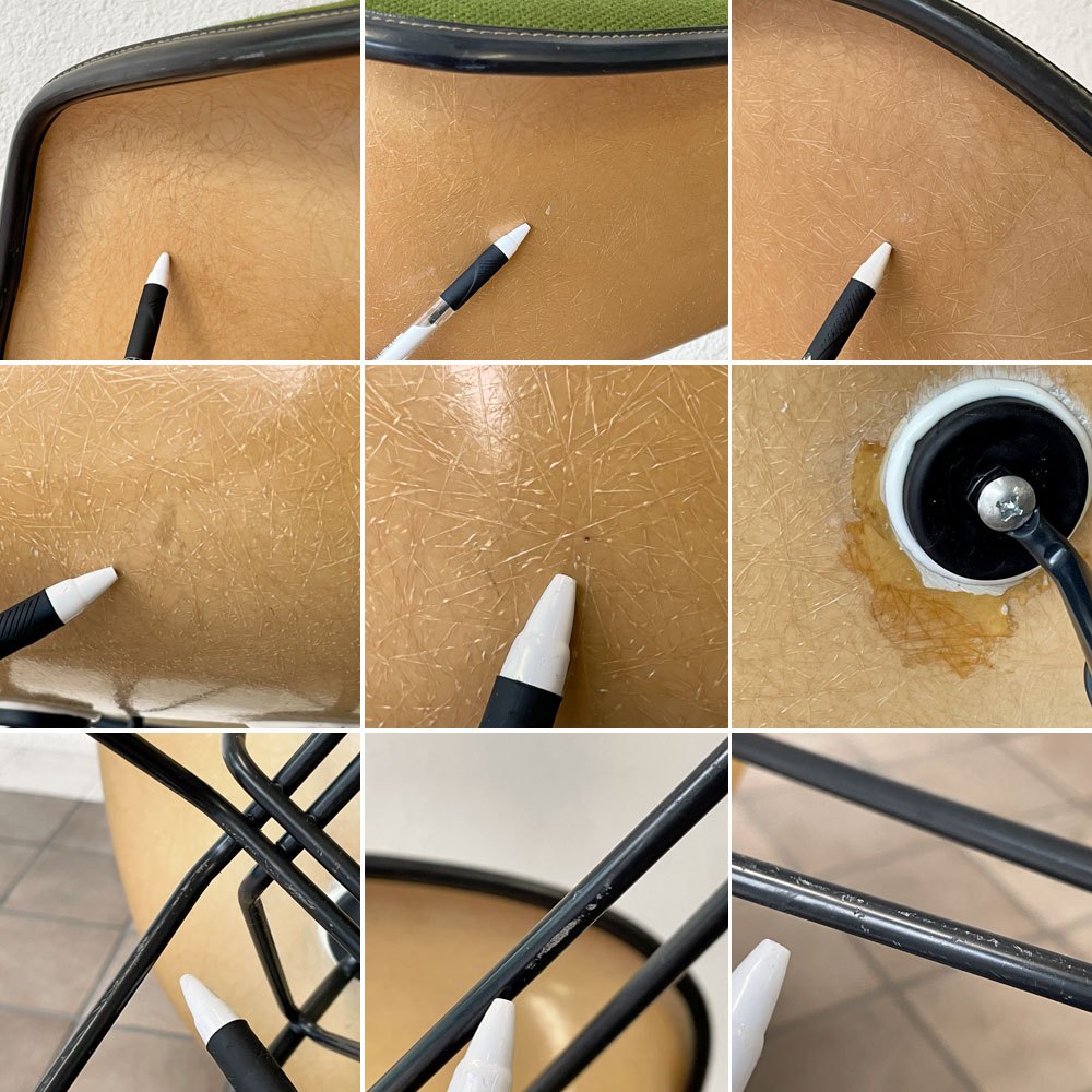 ハーマンミラー Herman Miller アームシェルチェア セカンド 2nd アプホルスター エンボスレス エッフェルベース 張り替え済み イームズ ◇