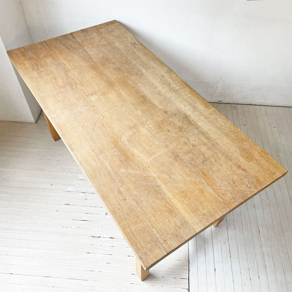 ジャパンビンテージ 図工室テーブル ワークテーブル 作業台 古家具 W152cm 店舗什器 ★