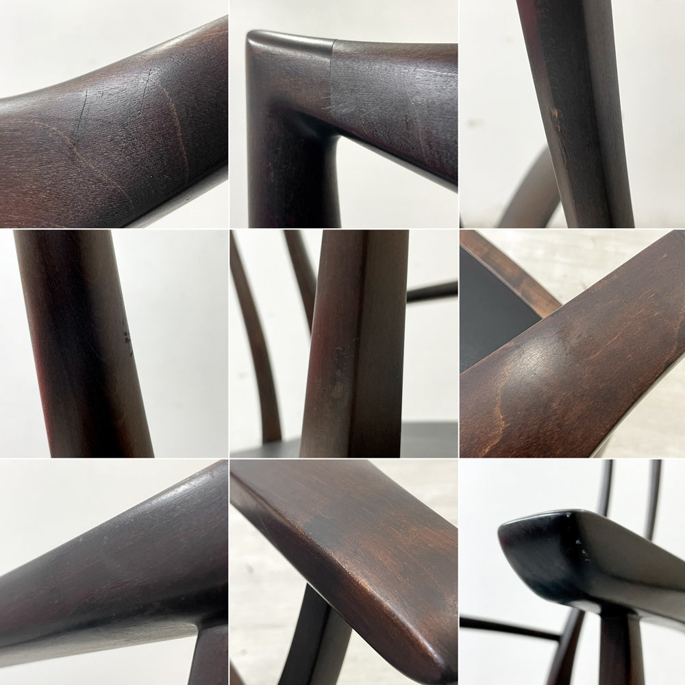 クラフトファニチャー Craft furniture ハイバックチェア ダイニングチェア アーム 無垢材 レザー モダンデザイン ●