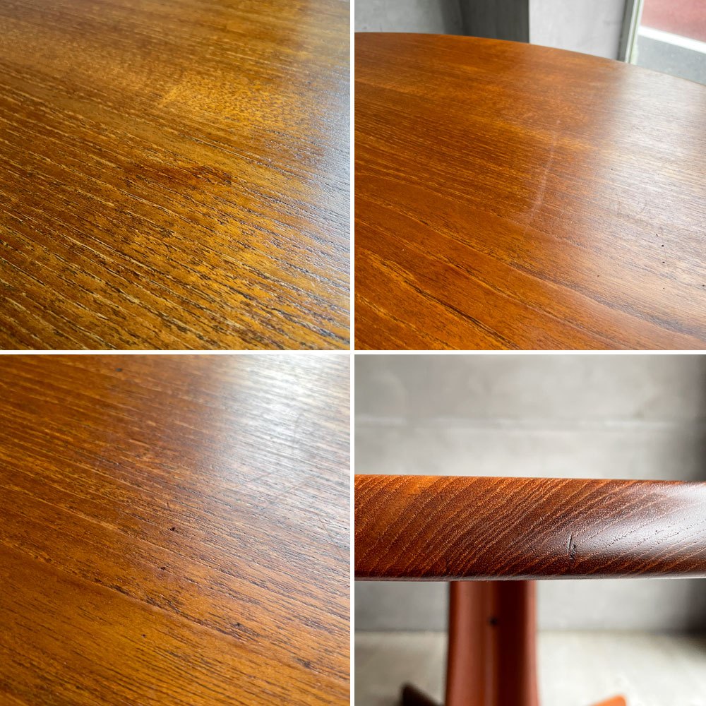 北欧ビンテージ チーク無垢材 ラウンドテーブル カフェテーブル コーヒーテーブル 丸テーブル 北欧家具 Φ110cm× H55cm ♪