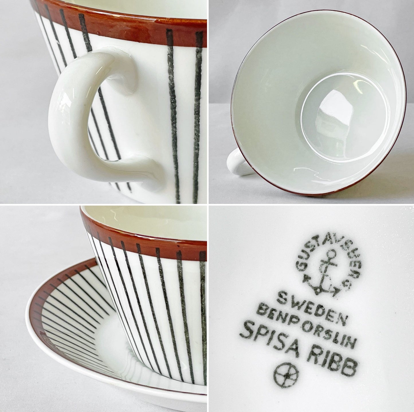 グスタフスベリ GUSTAVSBERG スピサリブ SPISA RIBB コーヒーカップ＆ソーサー C&S スティグ・リンドベリ Stig Lindberg スウェーデン ビンテージ ◇