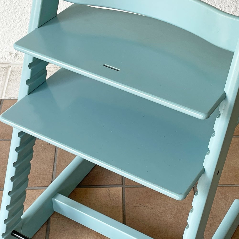 ストッケ STOKKE トリップトラップ TRIPP TRAPP ベビーチェア キッズチェア S/N無し ガード・グライダー付き アクアブルー ノルウェー 北欧家具 ◇