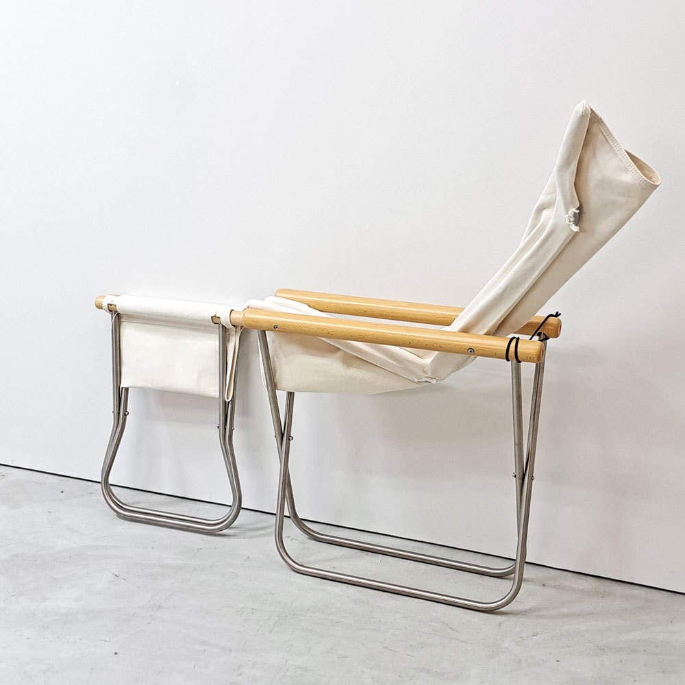 ニーチェア エックス NY chair X フォールディングチェア オットマン付 ホワイト×ナチュラル 折り畳みチェア 新居猛 藤栄 MoMA ●