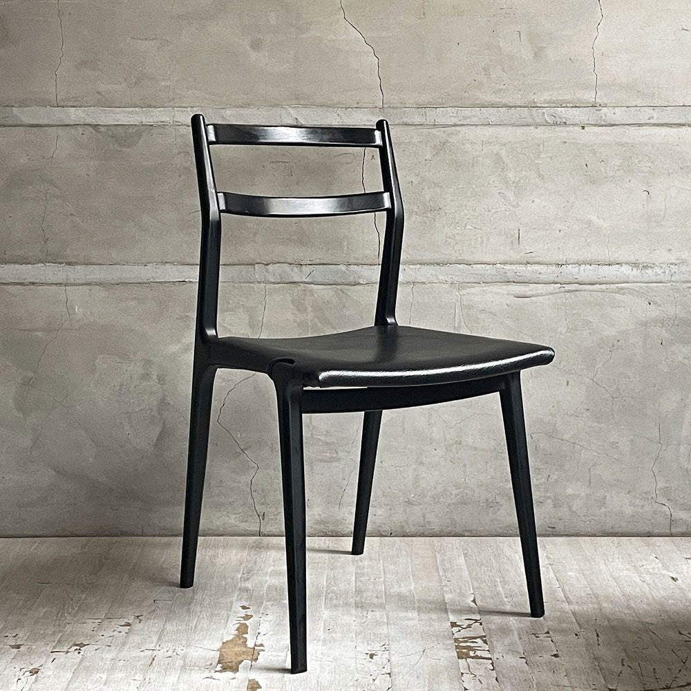 天童木工 TENDO インパラチェア Impala Chair ダイニングチェア ブラック レザー 本革 佐々木敏光 ジャパニーズミッドセンチュリーモダン A  ♪