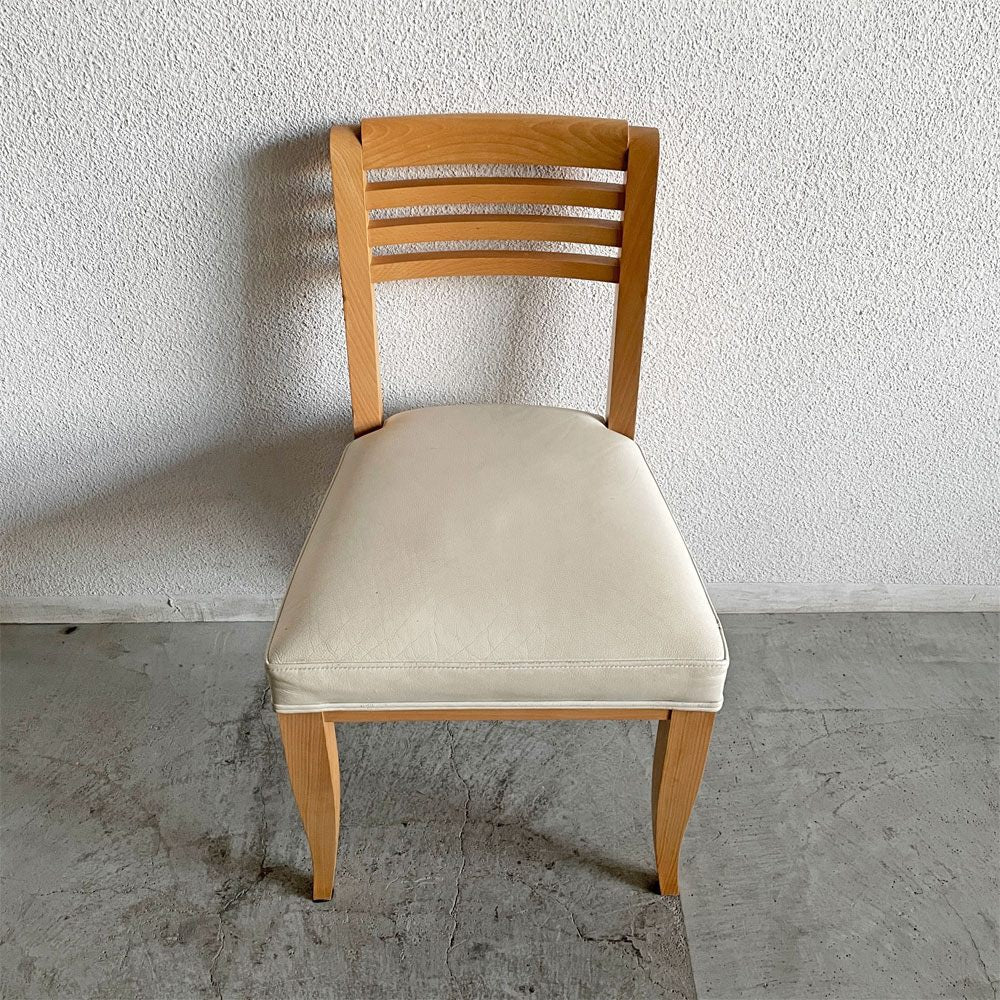 カッシーナイクスシー Cassina ixc. カジノ CASINO ダイニングチェア ビーチ材 レザーシート オフホワイト系 フィリップ・ユーレル Philippe Hurel 廃番 B 〓