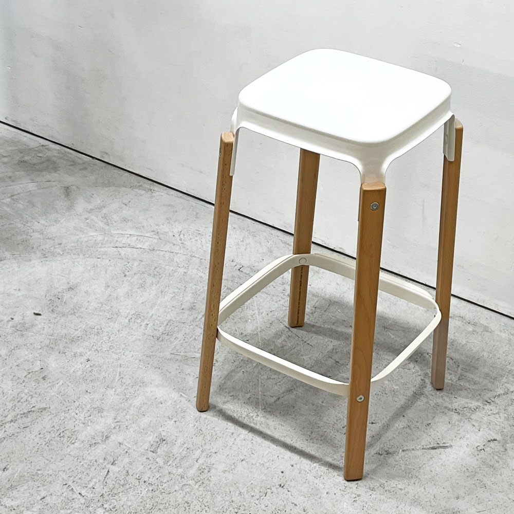 マジス MAGIS スティールウッドスツール Steelwood Stool ハイスツール カウンターチェア ホワイト × ビーチ H68cm ロナン＆エルワン・ブルレック 定価￥86,900- ●