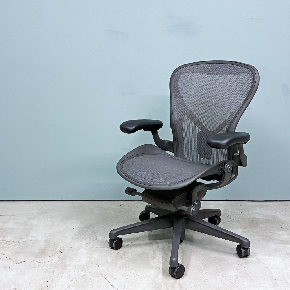 ハーマンミラー Herman Miller アーロンチェア デスクチェア リマスタード ライト Bサイズ グラファイトベース ビル・スタンフ ＆ ドン・チャドウィック ポスチャーフィット ◎