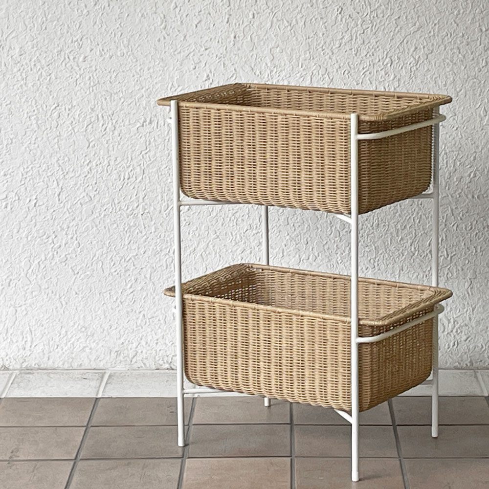 イデー IDEE ワラビー WALLABY バスケットスタンド BASKET STAND ラタン スチール ホワイト 廃番仕様 現行定価49,900円 ◇