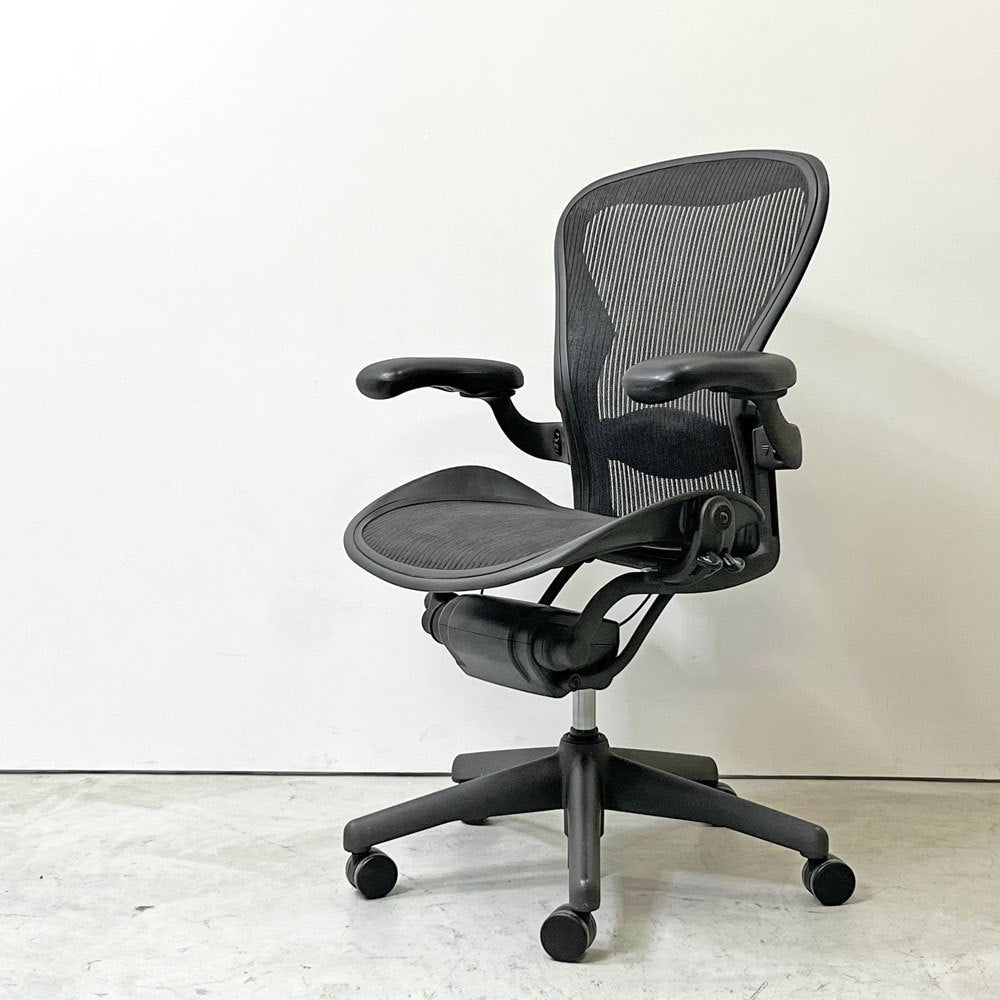 ハーマンミラー Herman Miller アーロンチェア Bサイズ ランバーサポート グラファイトベース ビル・スタンフ ＆ ドン・チャドウィック 現状品 ジャンク品 ●