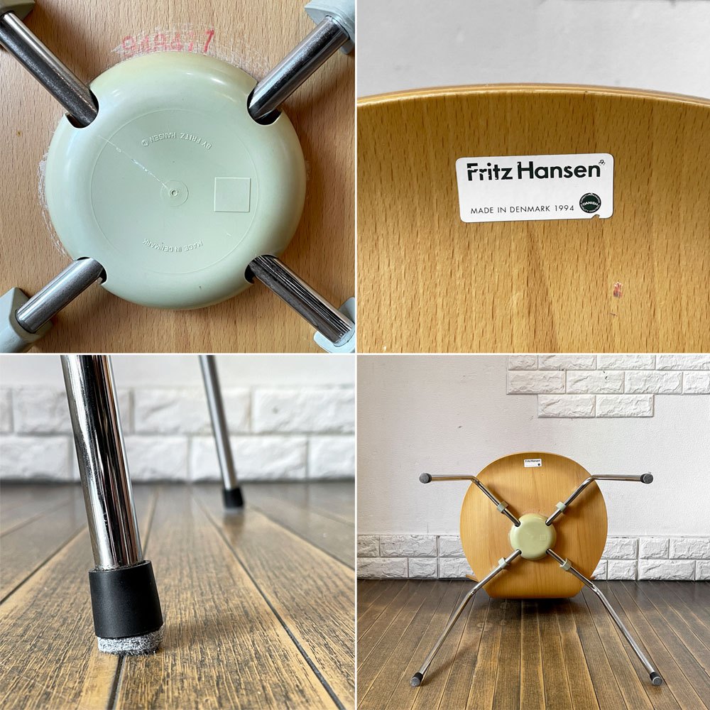 フリッツハンセン Fritz Hansen 3101 アリンコチェア アントチェア 4本脚 ナチュラルビーチ ラッカー仕上げ フェルトグライズ アルネ・ヤコブセン A ◎