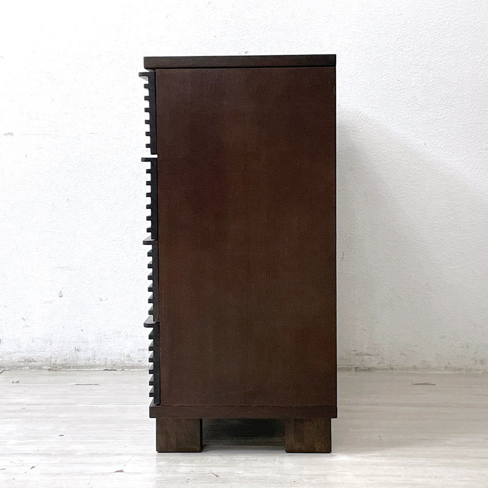 エーフラット a.flat ルーバー キャビネット v02 Louver cabinet 引出タイプ D2 4段チェスト Chest アジアンモダン オプション角脚付 ●