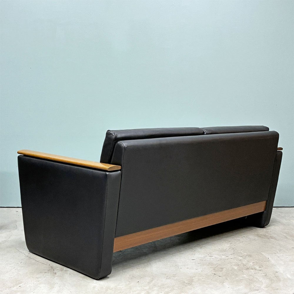オーダーファニチャー Custom made furniture 木製フレーム ソファ ブラック PVCレザー ミッドセンチュリーデザイン ◎