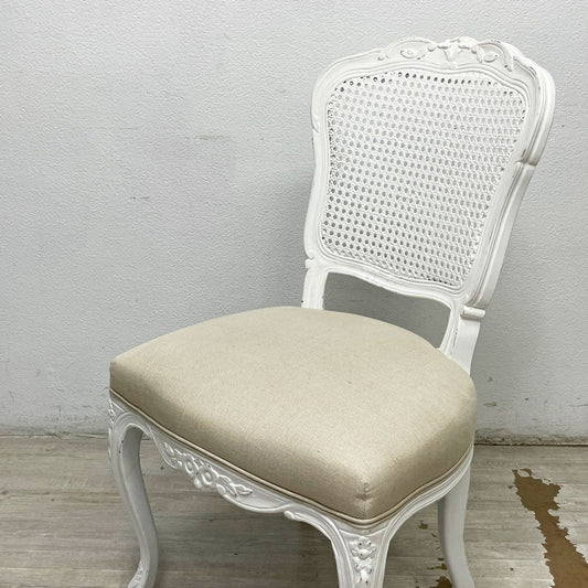 サラグレース Sarah Grace SGD デビュー ダイニングチェア DEBUT DINING CHAIR CHARM BD WHITE&NATURAL LINEN ラタンバック アンティーク風 参考定価 \55,000- C ●