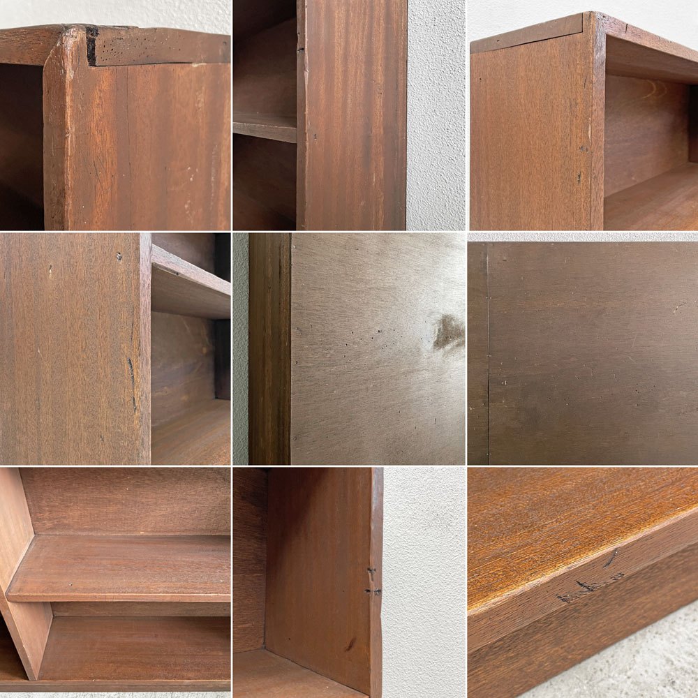 ジャパンビンテージ Japan Vintage 古い木味の本棚 ブックケース シェルフ 2列2段 W203cm 古家具 〓