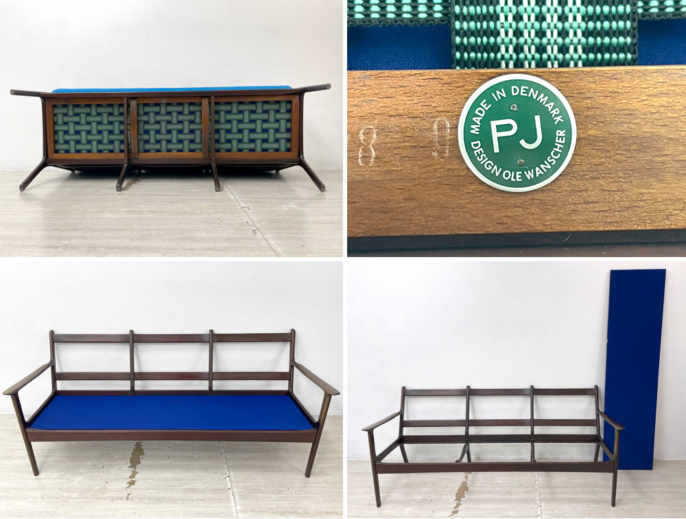 P.ジャップセン PJ Furniture P.Jeppesens Mobelfabrik 3シーター ソファ model.PJ112 マホガニー材 オーレ・ヴァンシャー デンマークビンテージ ●