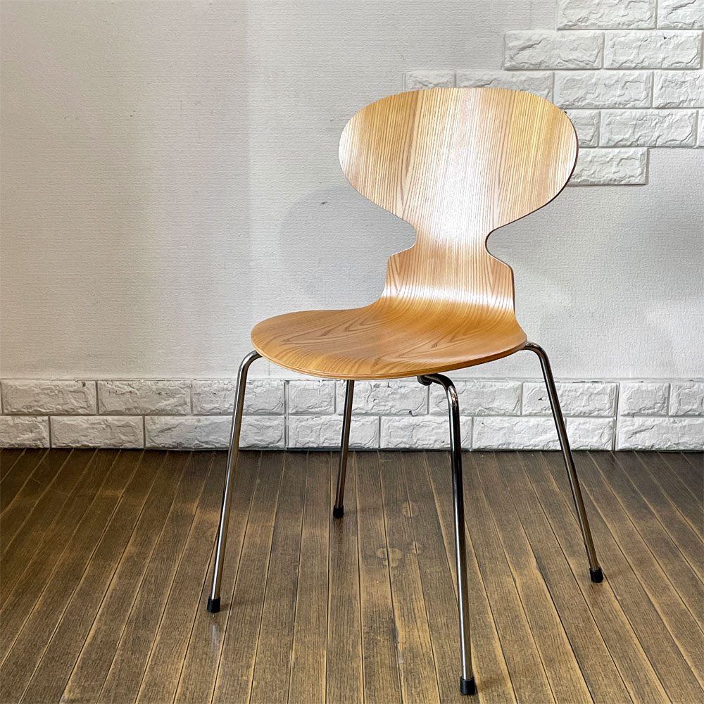 フリッツハンセン Fritz Hansen アントチェア ANT CHAIR アリンコチェア エルム材 4本脚 アルネ・ヤコブセン デンマーク 北欧家具 B ◎