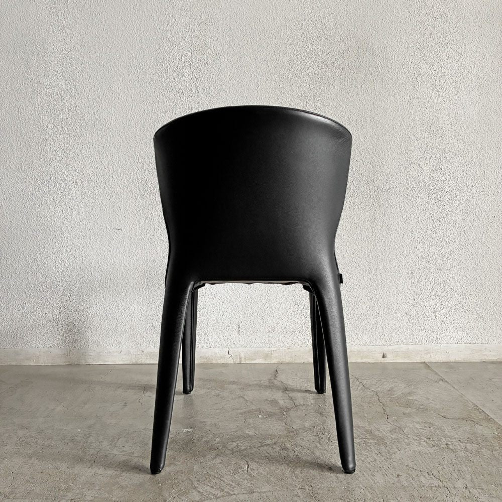 カッシーナ Cassina オラ 369 HOLA アームレスチェア ダイニングチェア 本革 ブラックレザー ハンス・ウェッツスタイン イタリア 定価￥418,000- 〓