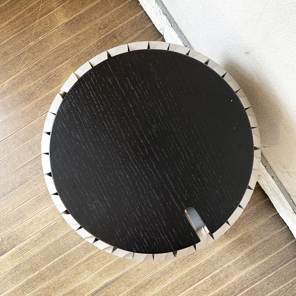 ボーコンセプト BoConcept バレンシア VALENCIA SIDE TABLE サイドテーブル 収納バスケット ボンデッドレザー グレー Φ41cm モートン・ゲオーセン 廃番 ◎
