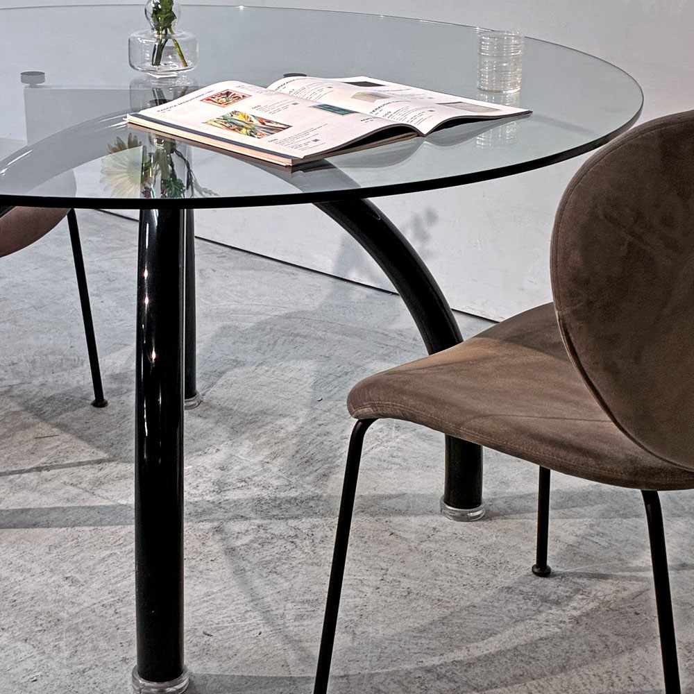 ノル Knoll スパイダー Spider Table ラウンドテーブル ガラストップ Φ135cm エットレ・ソットサス ポストモダン イタリア ●