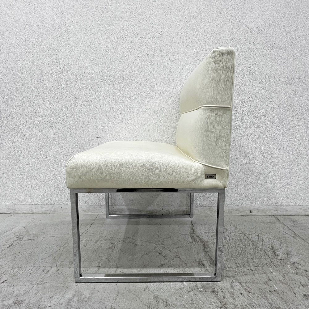 フェンディ・カーサ FENDI CASA エー・ビー・デュアメル AB Duhamel ダイニングチェア 本牛革 オフホワイト 参考価格 約45万～65万の品 E 〓