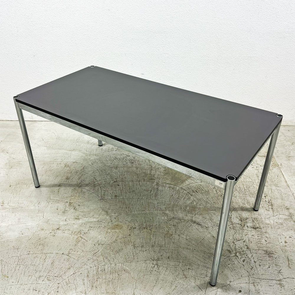 USMモジュラーファニチャー USM Haller USMハラーテーブル ワーキングデスク ダイニングテーブル グラファイトグレーラミネート W150×D75×H74cm アジャスター 〓