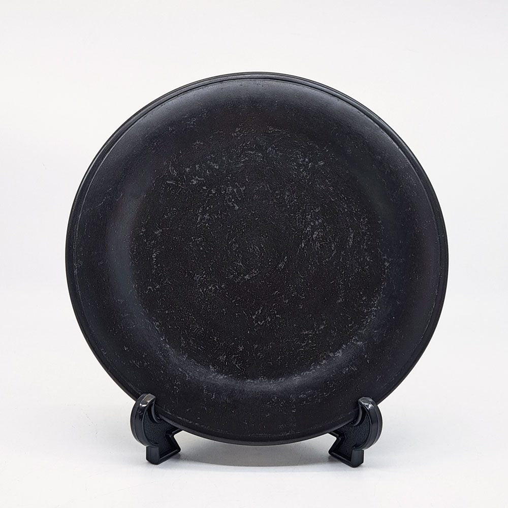 杉田明彦 リム皿 小 木製プレート Φ22cm 欅 漆器 黒 現代作家 B ●