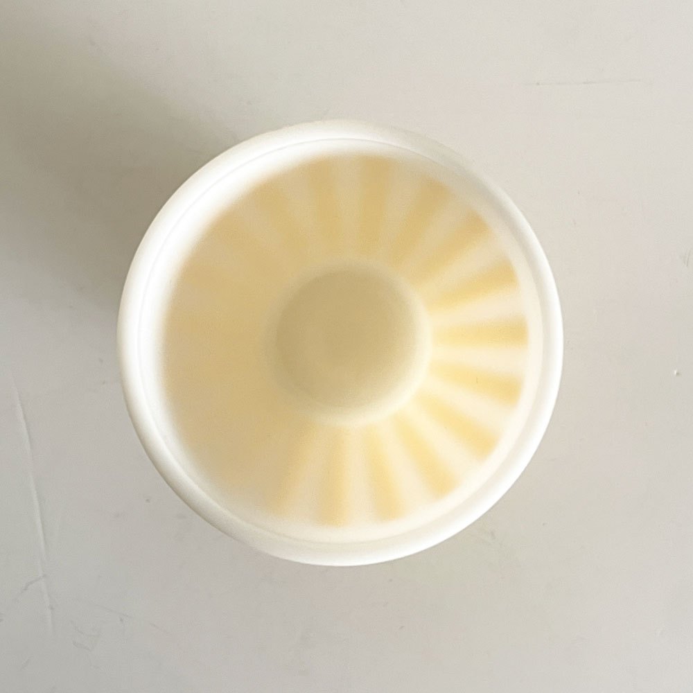 ヘーゼルアトラス Hazel Atlas  キャンディストライプ Candy Stripe ガラスタンブラー イエロー ミルクガラス 耐熱 50年代 USビンテージ ■