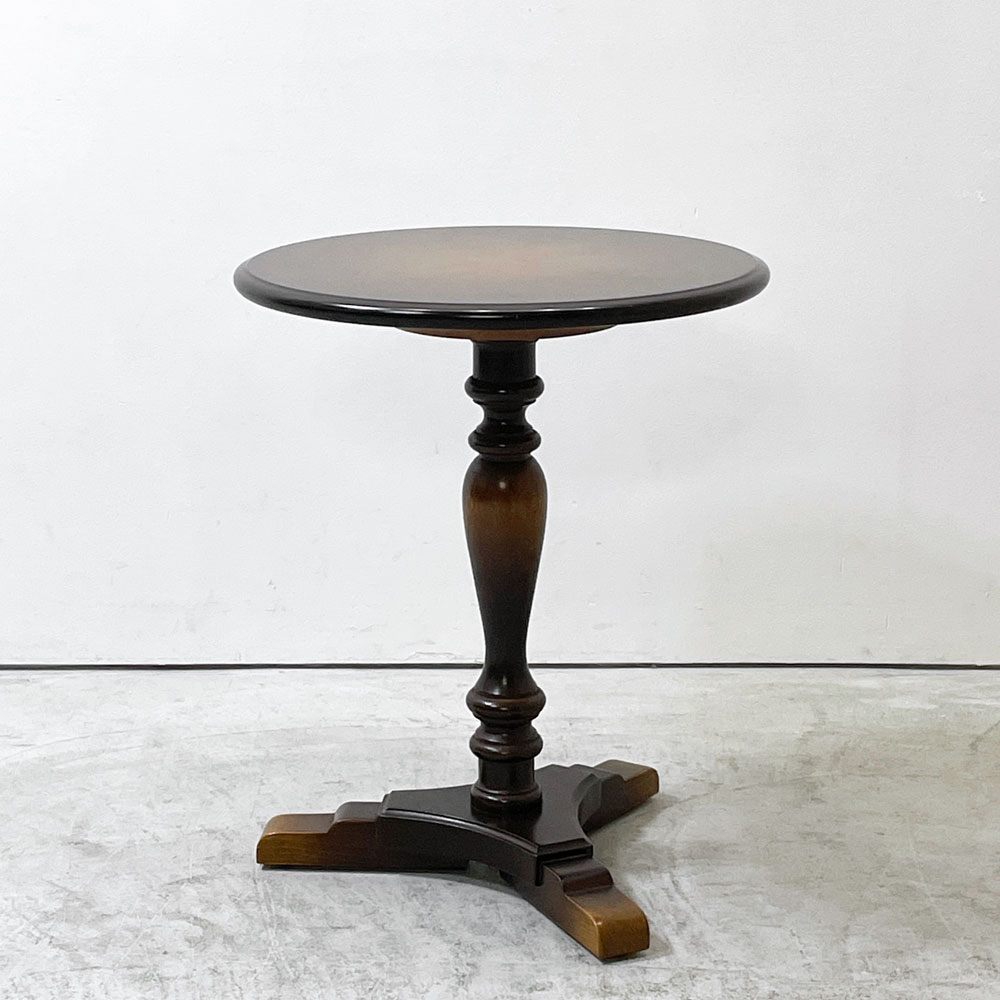 飛騨産業 HIDA キツツキ 穂高 カフェテーブル サイドテーブル ラウンド天板 Φ50cm 旧モデル 高さ60cm アンティーク調 クラシカルデザイン ●