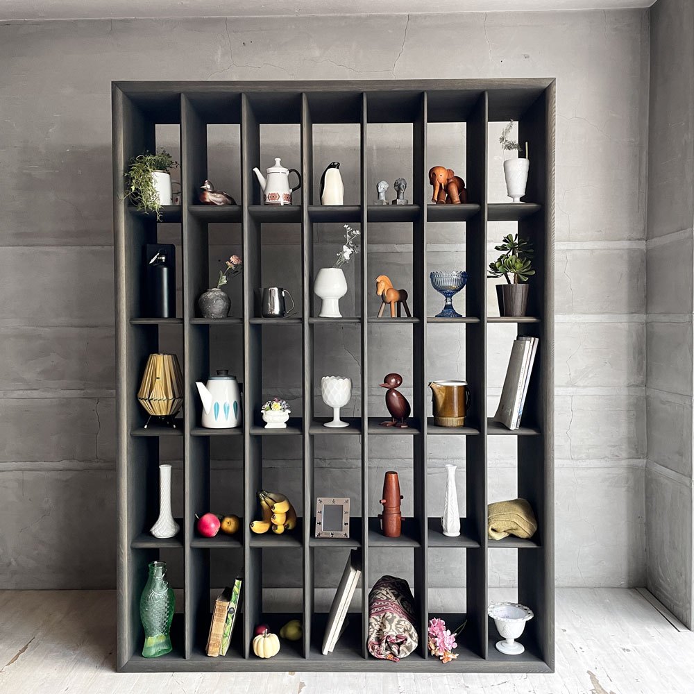 タイムアンドスタイル TIME＆STYLE コモレビシェルフ Komorebi shelf BDTC-306 オーク材 チャコールグレー オープンシェルフ 飾り棚 本棚 ディスプレイラック 間仕切り モダンデザイン 定価￥660,000- ♪