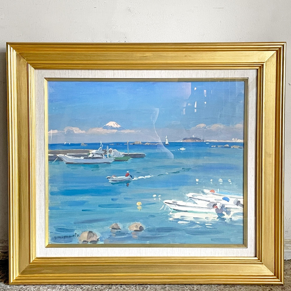 宮本裕之 葉山の海 油彩 F8号 風景絵 油彩画 油絵 絵画 日本画 アート 額装品 ■