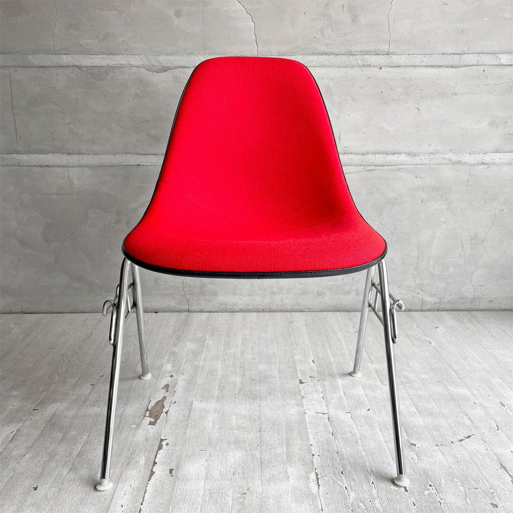 ハーマンミラー Herman Miller モダンファニチャーセールス ビンテージ サイドシェルチェア FRP アプホルスター ファブリック張り替え済み スタッキングベース イームズ ♪