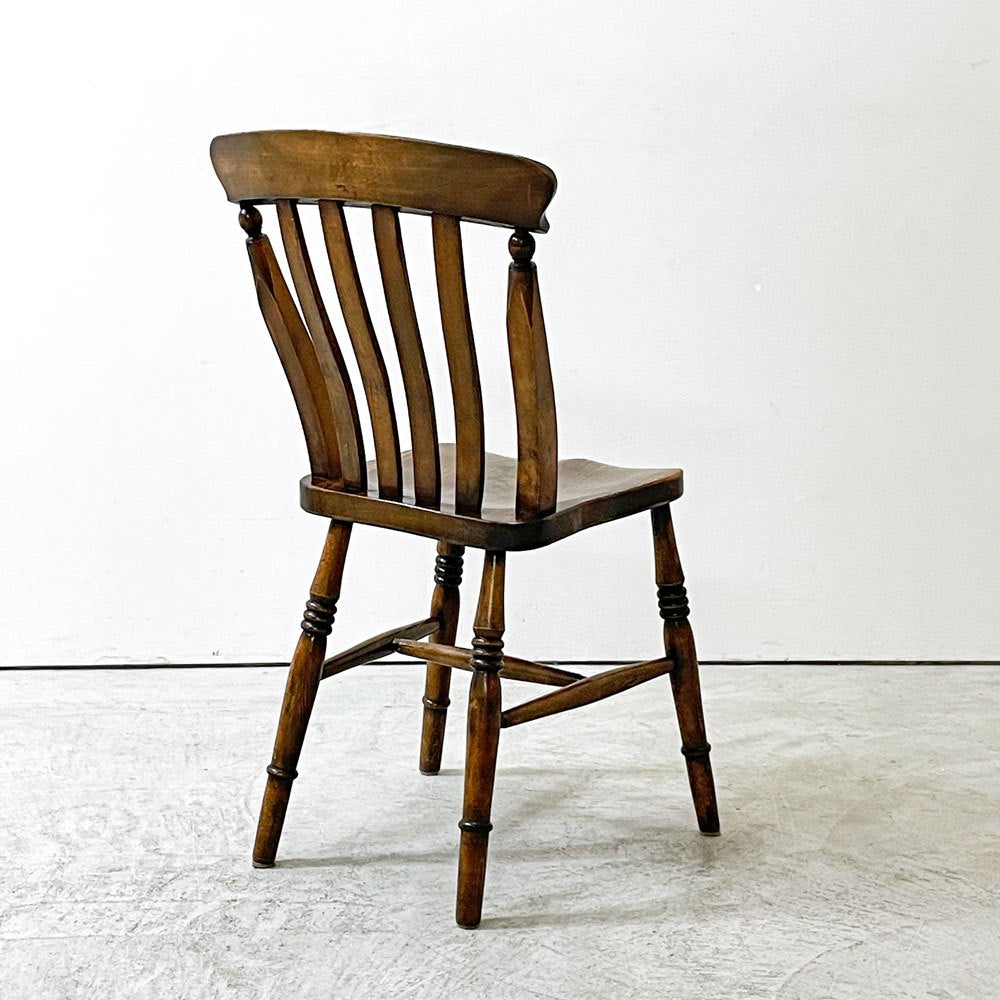 UKビンテージ Vintage スラットバックチェア ダイニングチェア ニレ材 エルム材 英国家具 アンティーク ●