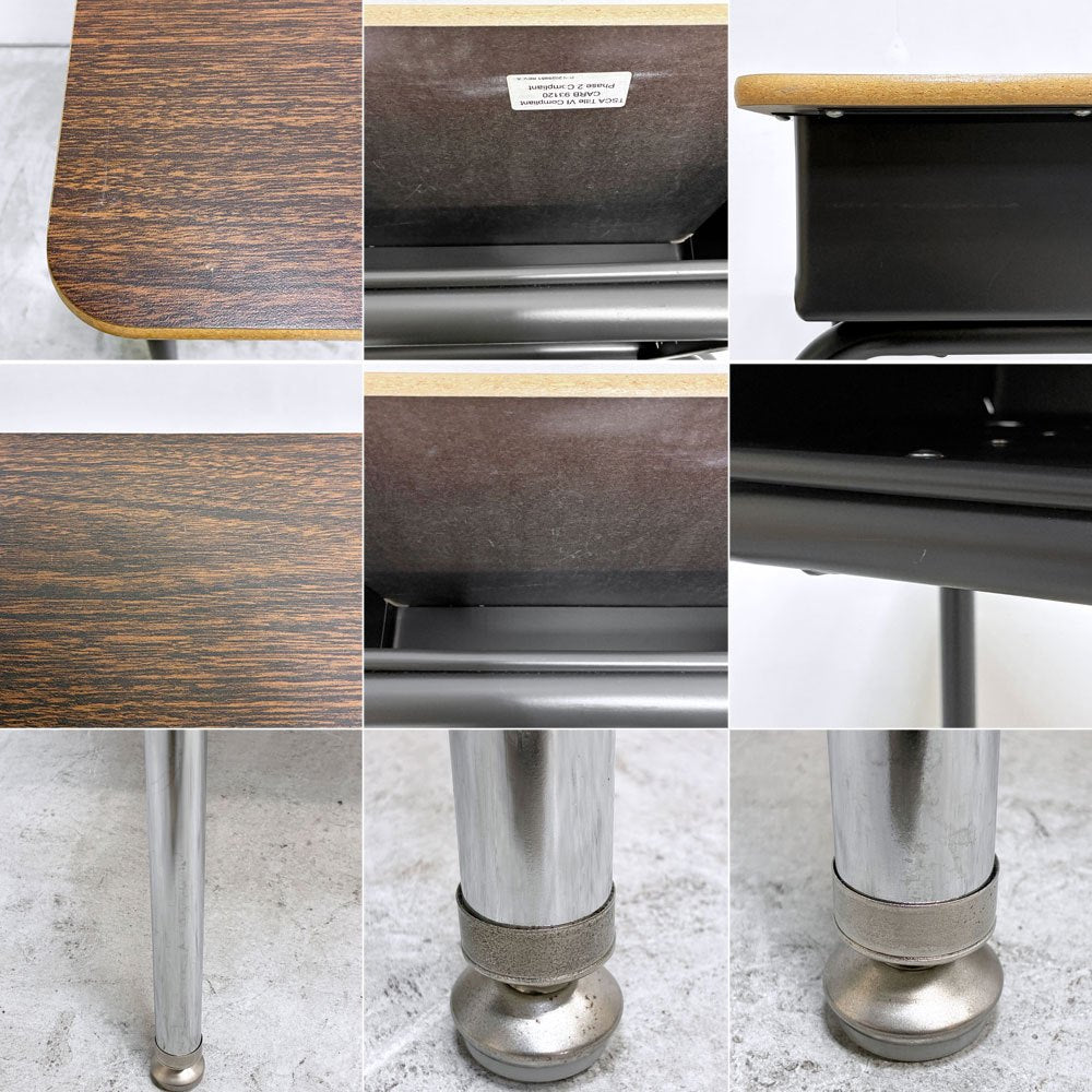 ヴァルコ VIRCO スチューデントデスク Student desk オーク材 スチールフレーム  ブラック 収納付き 天板昇降機能 説明書・工具付 アメリカ  ●