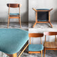 北欧ビンテージ Scandinavian vintage ダイニングチェア チーク材 x ビーチ材 ブルー系 ファブリック 北欧家具 ■
