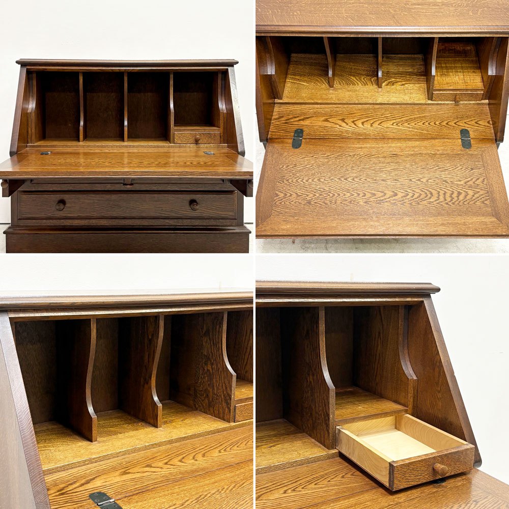ノックオンウッド Knock on wood ライティングビューロー デスク チェスト 座机 オーク無垢材 戸山家具 横浜クラシック家具 ●