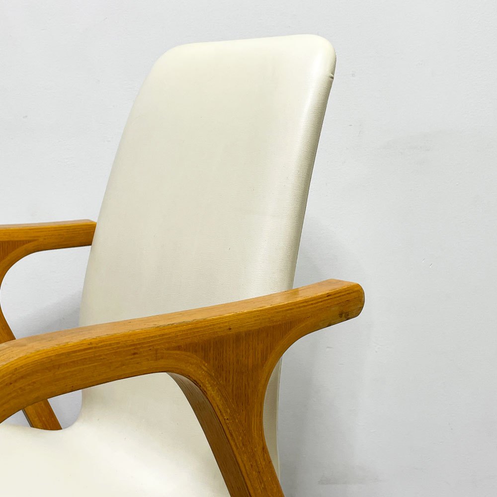 天童木工 TENDO アントラー Antler アームチェア ダイニングチェア チーク材 PVCレザー 坂倉準三建築研究所 ビンテージ 現状品 A ●