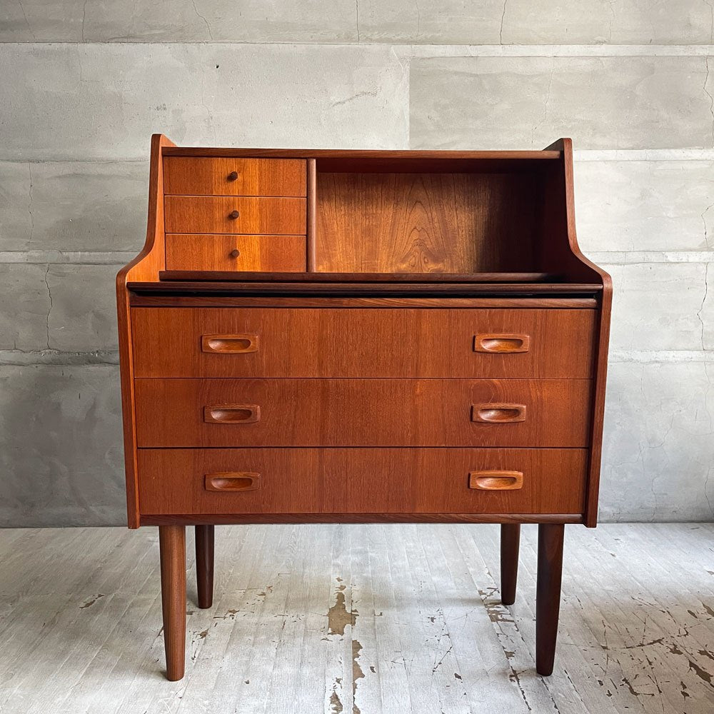 北欧ビンテージ Scandinabian Vintage チーク材 ライティングビューロー ドレッサーデスク キャビネット スライド天板 ミラー付き 北欧家具 ♪