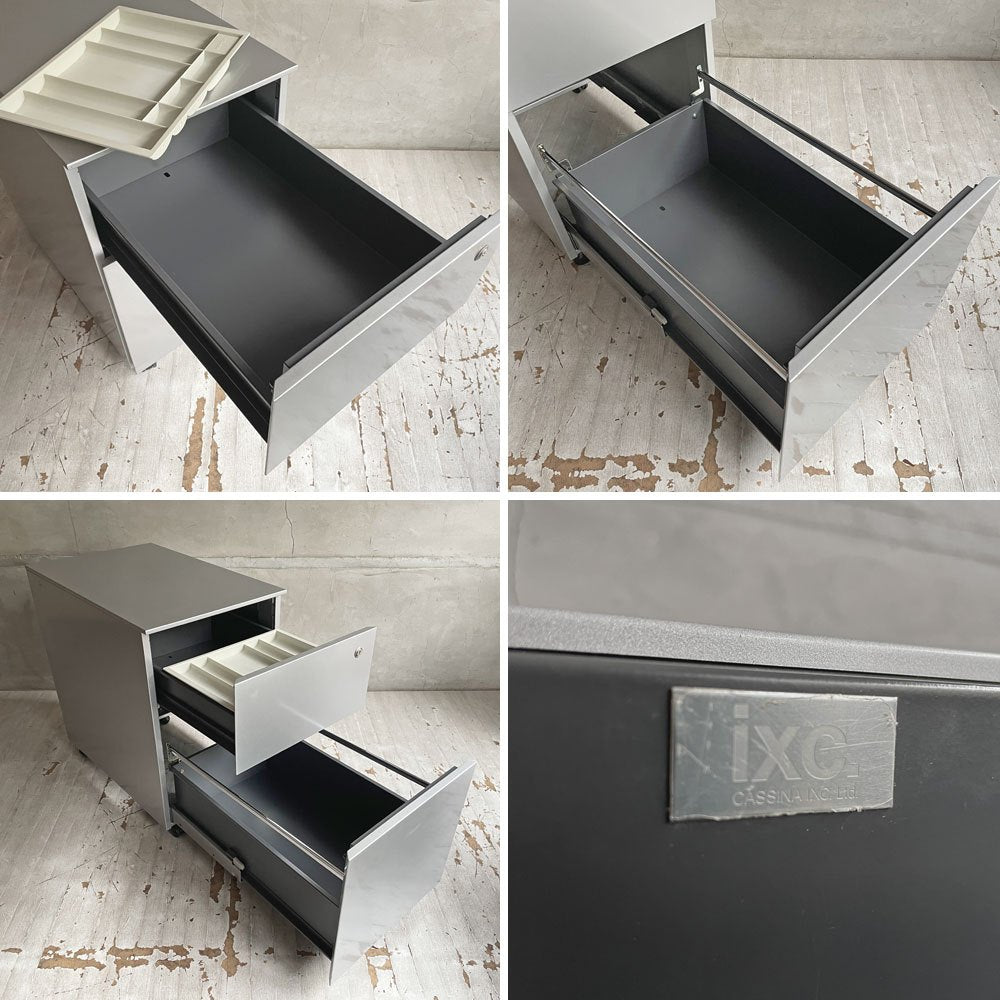 カッシーナ Cassina ixc. AFドロワー AF DRAWER デスクキャビネット ワゴン 鍵付き トレー付属 キャスターロック機能付き イタリア ミニマルデザイン B ♪