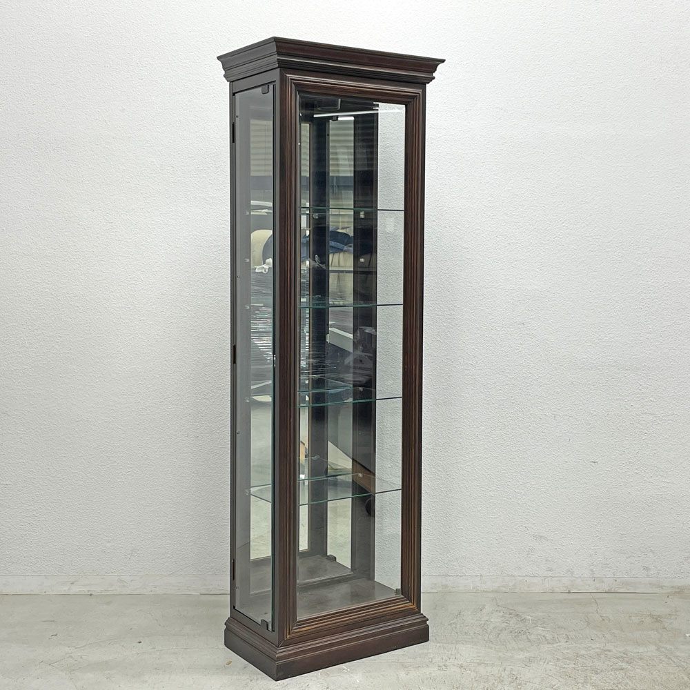 ガラス キュリオケース 飾り棚 ガラスキャビネット ディスプレイ 照明付き 棚板4枚 クラシカルデザイン H200 〓