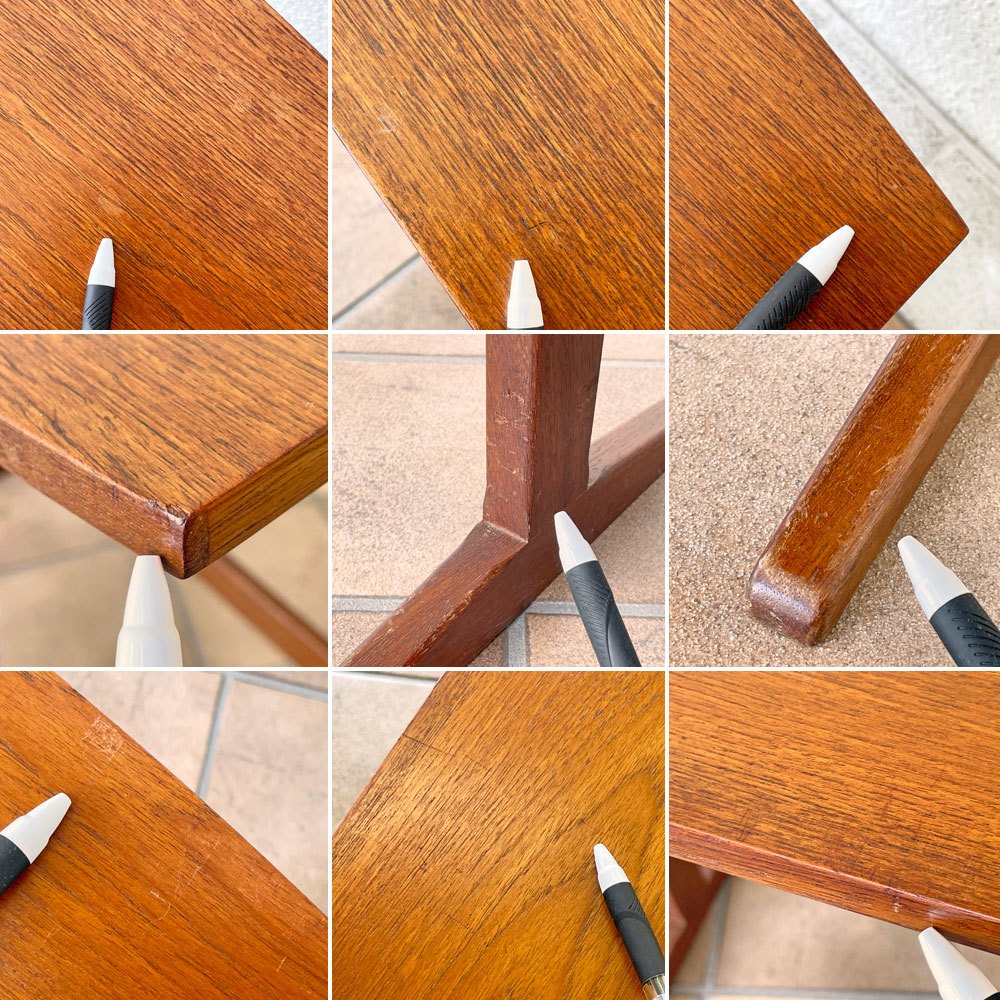 デンマークビンテージ Danish Vintage チーク材 ネストテーブル 3連 入れ子式 北欧家具 ◇
